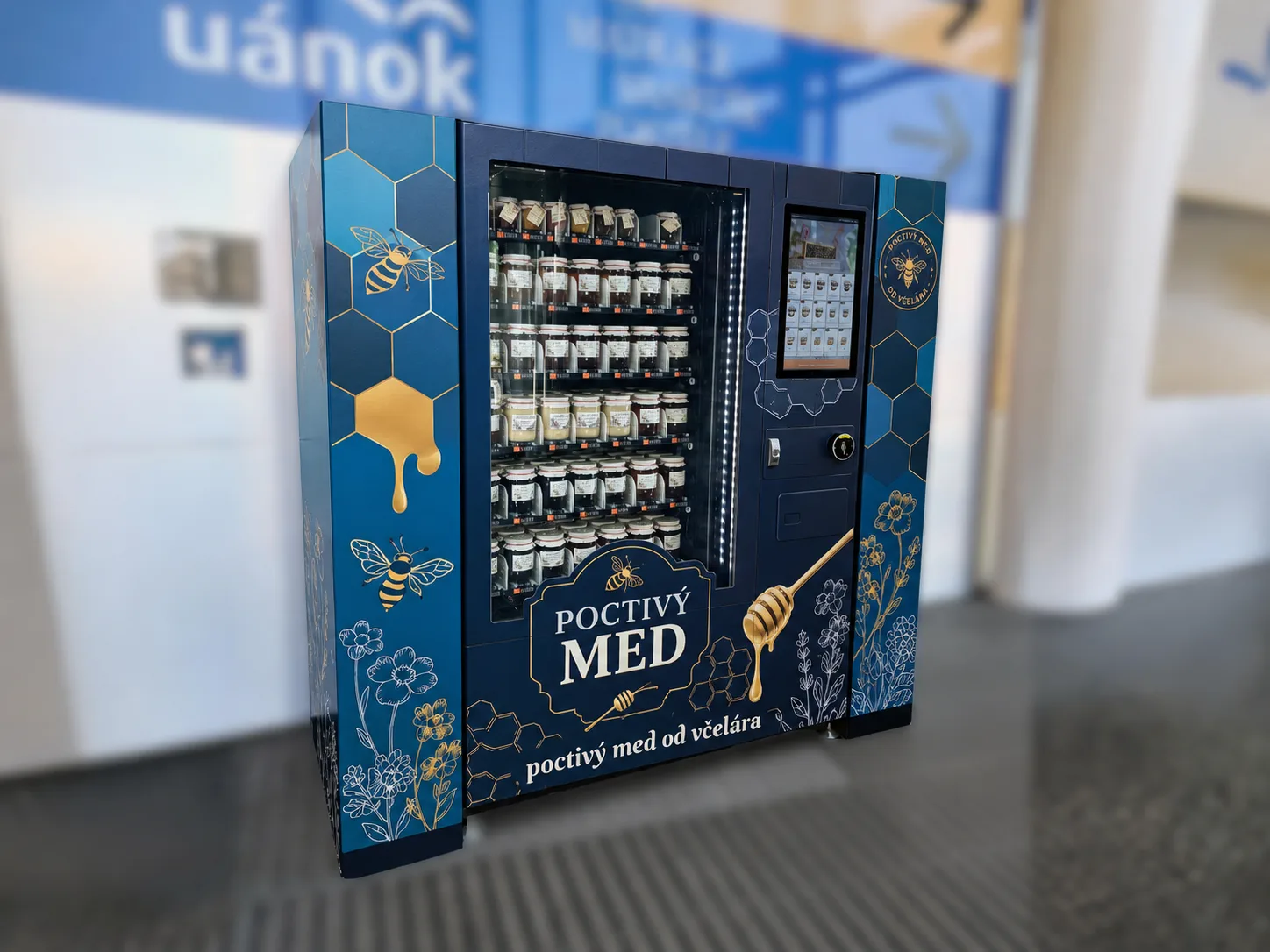 Medový automat POCTIVÝ MED — predaj medu priamo od včelára